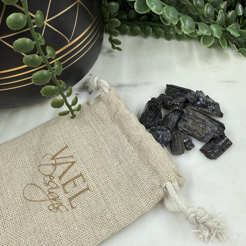Small Bag of Black Tourmaline Crystals specimens