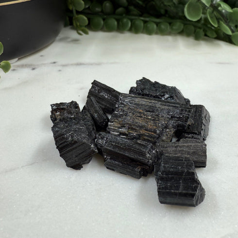 Small Bag of Black Tourmaline Crystals specimens