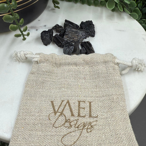 Small Bag of Black Tourmaline Crystals specimens