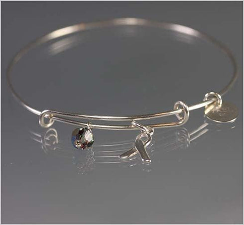 Adjustable Sterling Silver Cancer Awareness Bracelet Awareness Bracelets