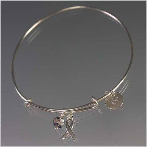 Adjustable Sterling Silver Cancer Awareness Bracelet Awareness Bracelets