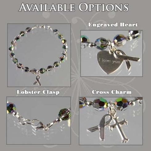 Bone Cancer Awareness Bracelet - Crystal Awareness Bracelets