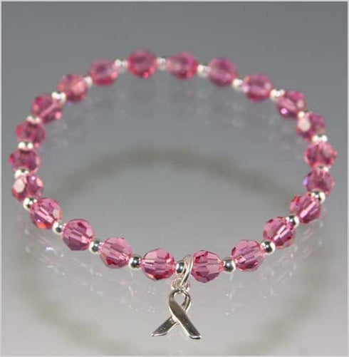 Breast Cancer Awareness Beaded Crystal Bracelet Awareness Bracelets