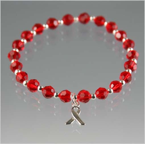 Lymphoma Cancer Awareness Bracelet - Red Crystal Awareness Bracelets