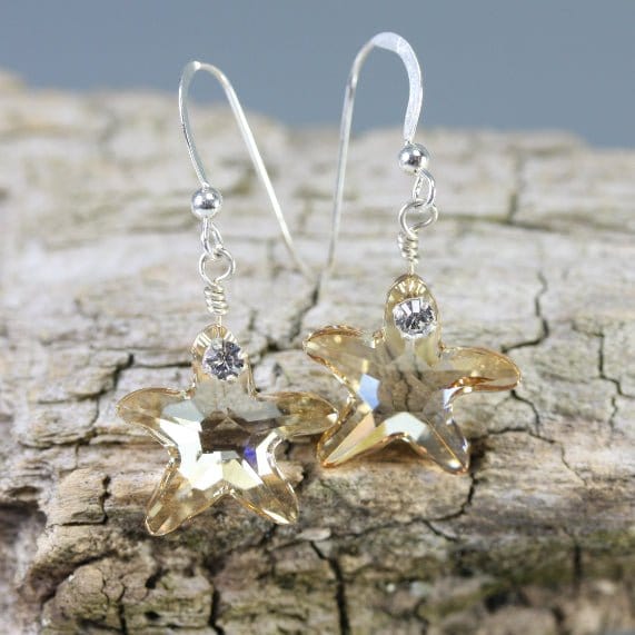 Crystal Starfish Earrings Beach Jewelry