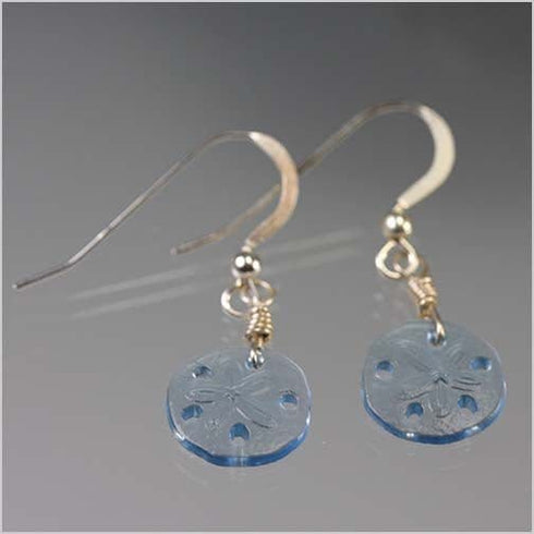 German Glass Sand Dollar Earrings Beach Jewelry