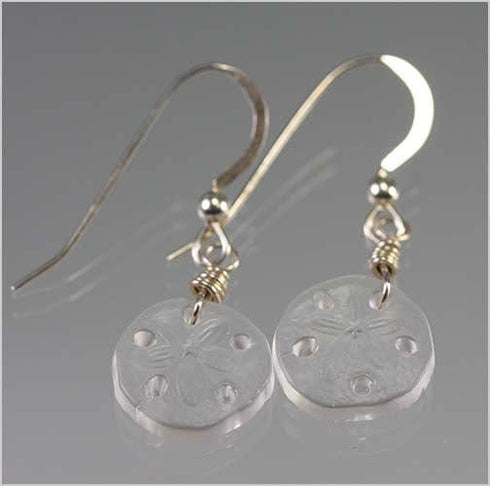 German Glass Sand Dollar Earrings Beach Jewelry