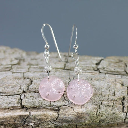 German Glass Sand Dollar Earrings Beach Jewelry