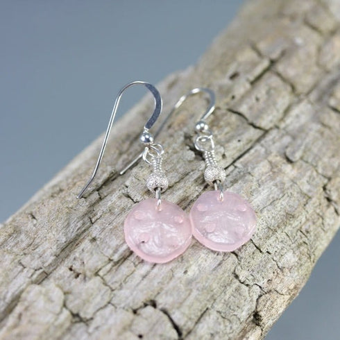 German Glass Sand Dollar Earrings Beach Jewelry