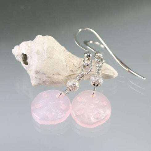 German Glass Sand Dollar Earrings Beach Jewelry