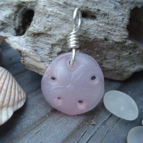 German Glass Sand Dollar Pendant Beach Jewelry