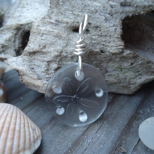 German Glass Sand Dollar Pendant Beach Jewelry