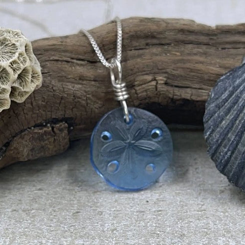 German Glass Sand Dollar Pendant Beach Jewelry