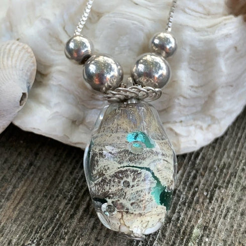 Handmade Lamp-work Glass Pendant Beach Jewelry