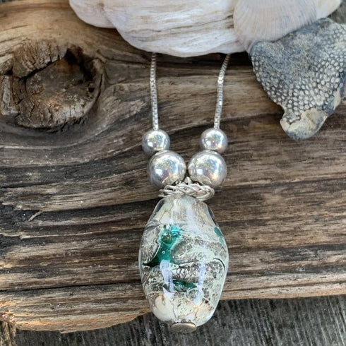 Handmade Lamp-work Glass Pendant Beach Jewelry