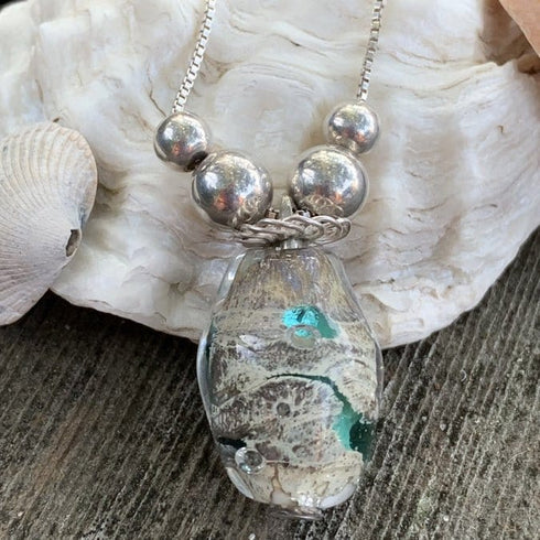 Handmade Lamp-work Glass Pendant Beach Jewelry