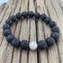 Large Lava Bead and Freshwater Pearl Bracelet Beach Jewelry