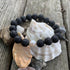 Large Lava Bead and Freshwater Pearl Bracelet Beach Jewelry