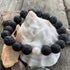 Large Lava Bead and Freshwater Pearl Bracelet Beach Jewelry