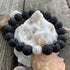 Large Lava Bead and Freshwater Pearl Bracelet Beach Jewelry