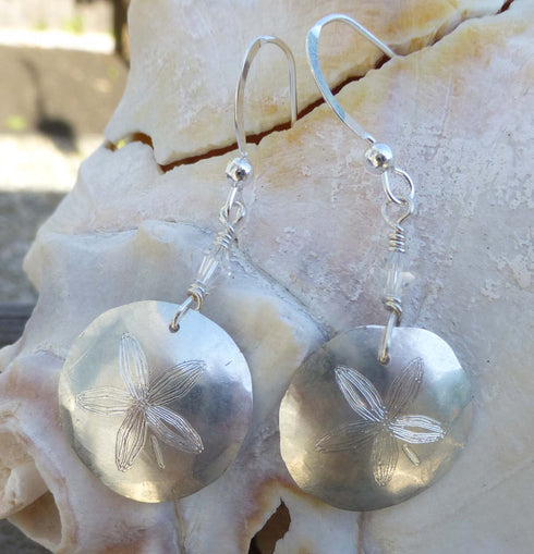Sterling Silver Sand Dollar Earrings Beach Jewelry