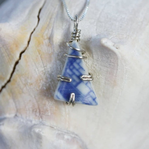 Blue Tumbled Pottery Necklace Cape May Jewelry