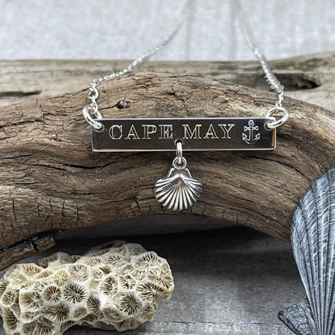 Cape May Anchor & Shell Sterling Silver Necklace Cape May Jewelry