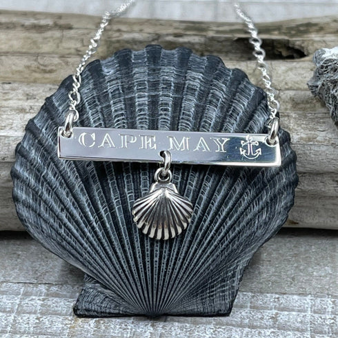 Cape May Anchor & Shell Sterling Silver Necklace Cape May Jewelry