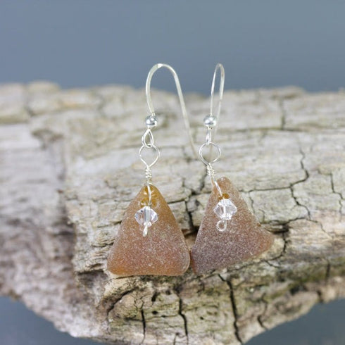 Cape May Brown Sea Glass Earrings Cape May Jewelry