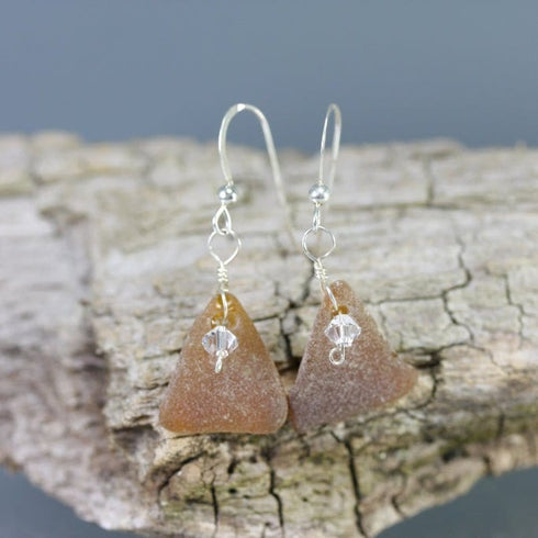 Cape May Brown Sea Glass Earrings Cape May Jewelry