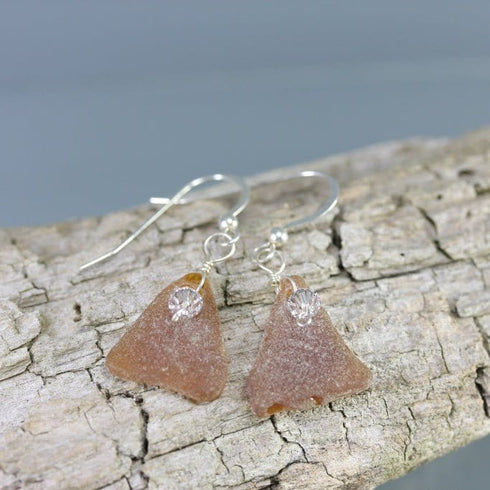 Cape May Brown Sea Glass Earrings Cape May Jewelry