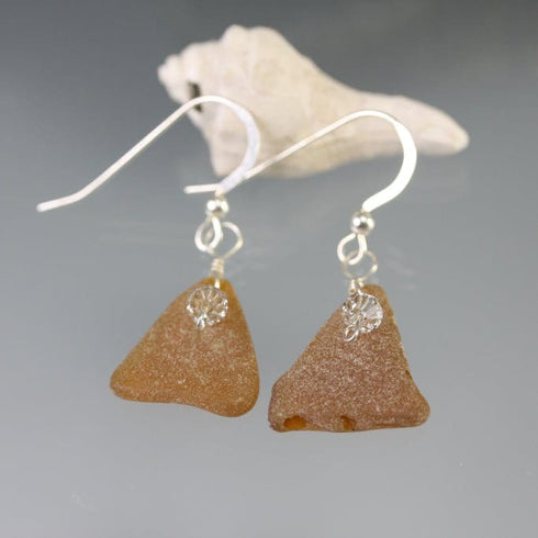 Cape May Brown Sea Glass Earrings Cape May Jewelry