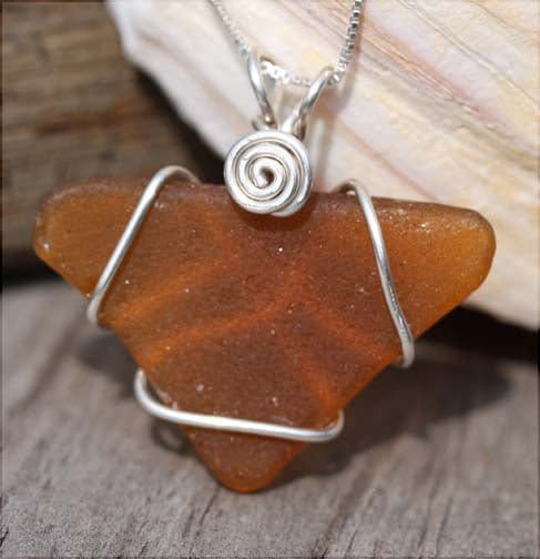 Cape May Brown Tumbled Sea Glass Necklace Cape May Jewelry