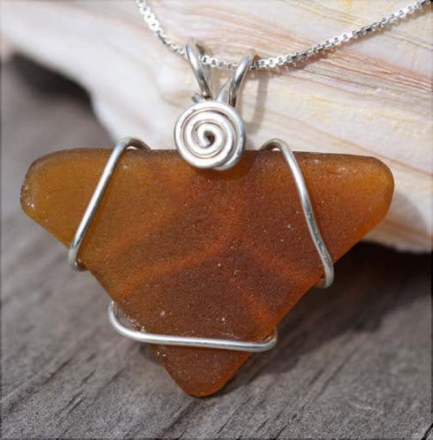 Cape May Brown Tumbled Sea Glass Necklace Cape May Jewelry