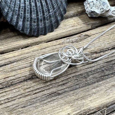 Cape May Diamond Sterling Silver Wire Wrapped Necklace Cape May Jewelry