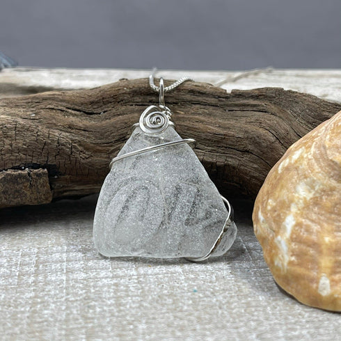 Clear Sea Glass Coke Bottle Necklace Cape May Jewelry