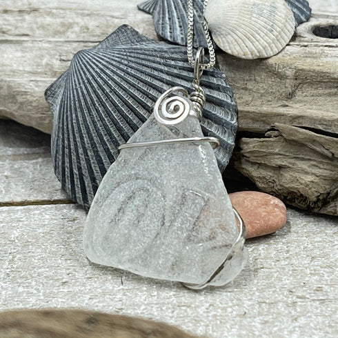 Clear Sea Glass Coke Bottle Necklace Cape May Jewelry