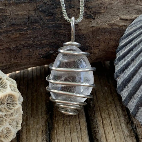 Petite Sterling Silver Wire-Wrapped Cape May Diamond Necklace Cape May Jewelry