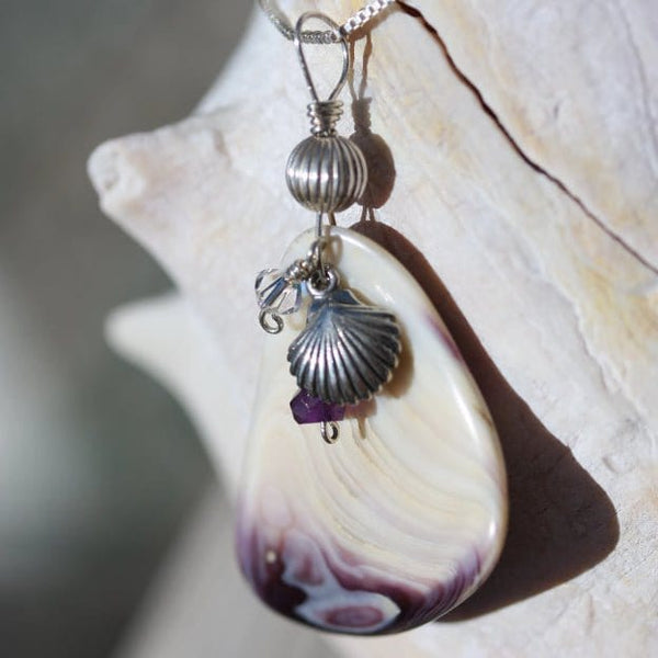 Wampum (Clam Shell) Wire Wrapped Pendant Cape May Jewelry