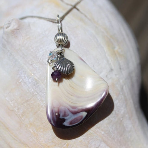 Wampum (Clam Shell) Wire Wrapped Pendant Cape May Jewelry