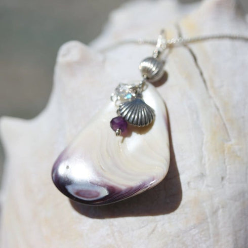 Wampum (Clam Shell) Wire Wrapped Pendant Cape May Jewelry