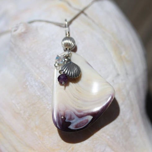Wampum (Clam Shell) Wire Wrapped Pendant Cape May Jewelry