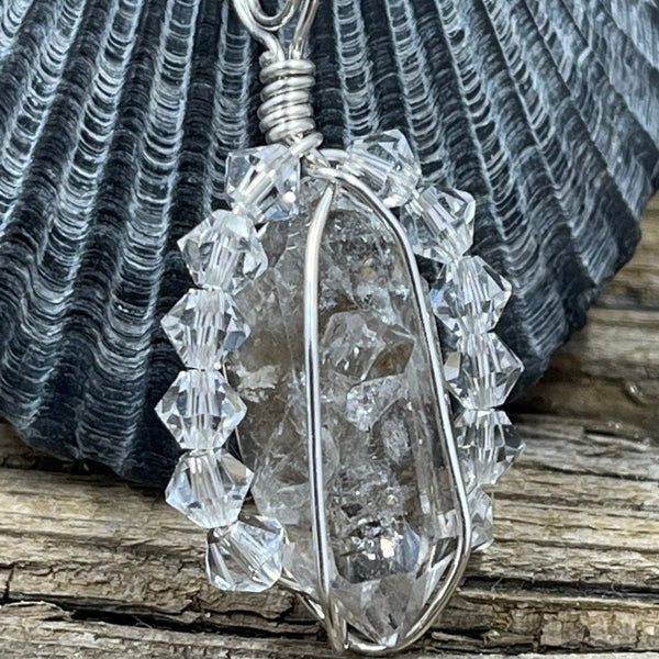 Herkimer Diamond Pendant with Crystals Charms & Pendants