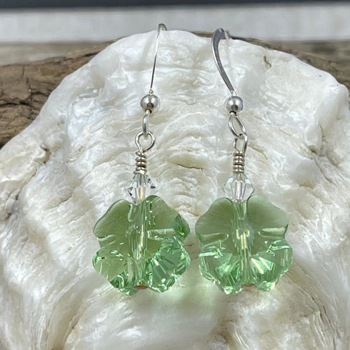 4-Leaf Clover Crystal Earrings - light green Earrings