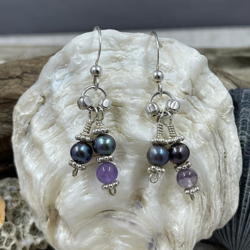 Amethyst and Pearl Earrings Earrings