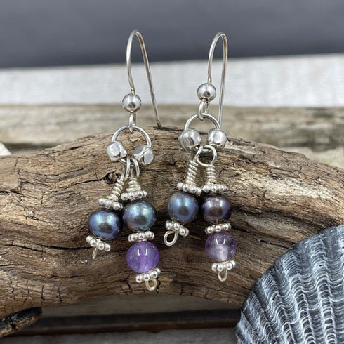 Amethyst and Pearl Earrings Earrings