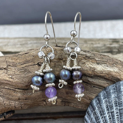 Amethyst and Pearl Earrings Earrings