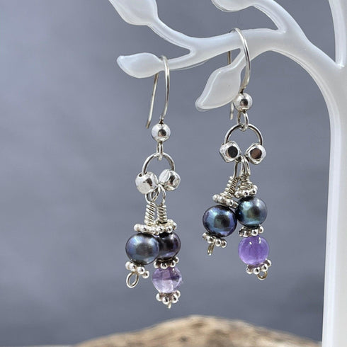 Amethyst and Pearl Earrings Earrings
