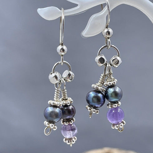 Amethyst and Pearl Earrings Earrings