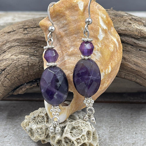 Amethyst Oval Drop Earrings Earrings